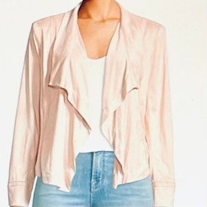Donna Karan Draped Open-Front Faux Suede Jacket in Blush (XS) New With Tags